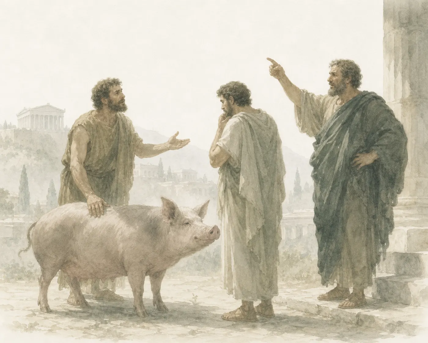 Illustration for Aesop’s fable “The Athenian Debtor”