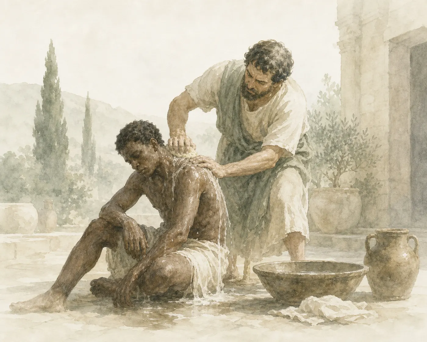 Illustration for Aesop’s fable “The Man and the Ethiopian”