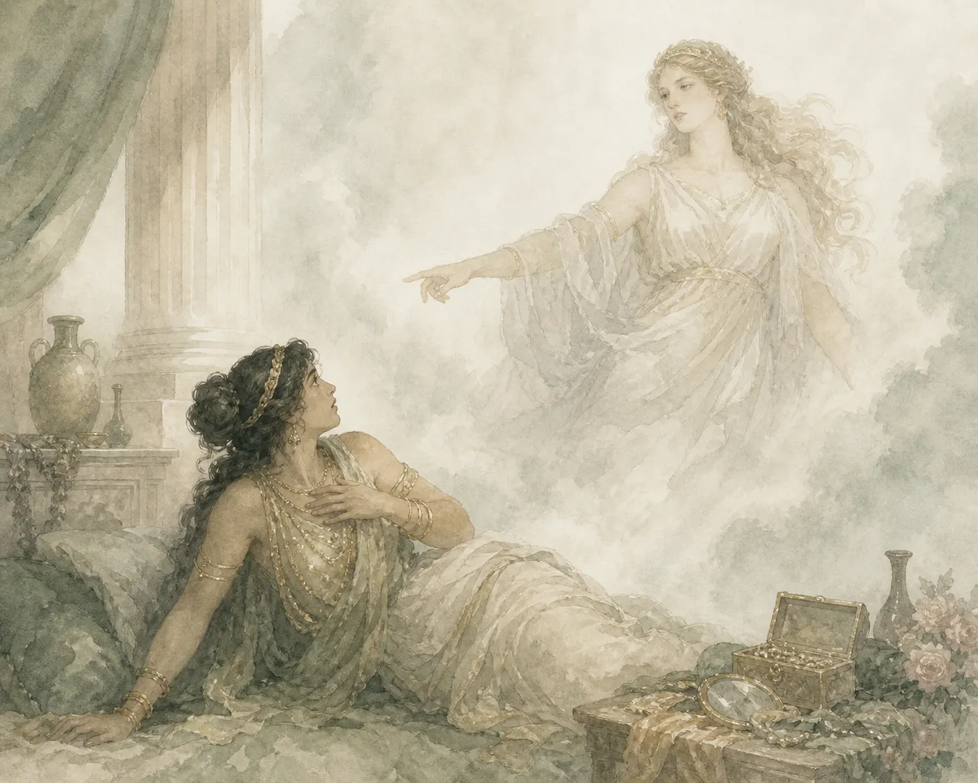 Illustration for Aesop’s fable “The Ugly Slave and Aphrodite”