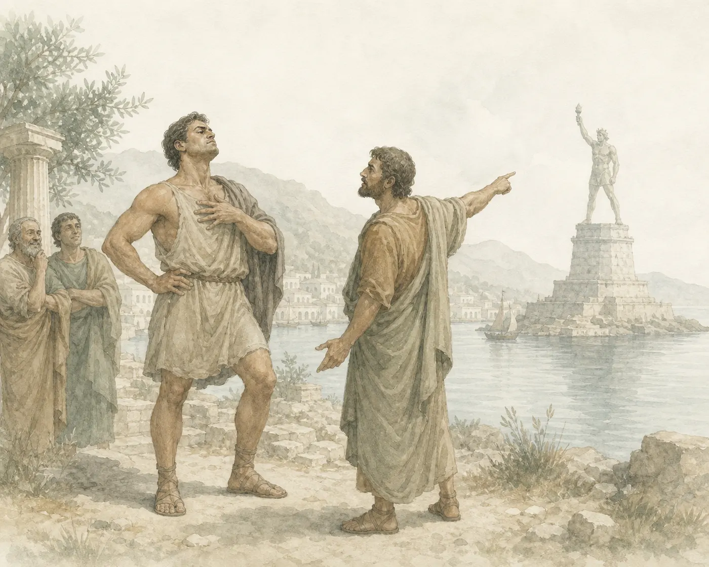 Illustration for Aesop’s fable “The Braggart”