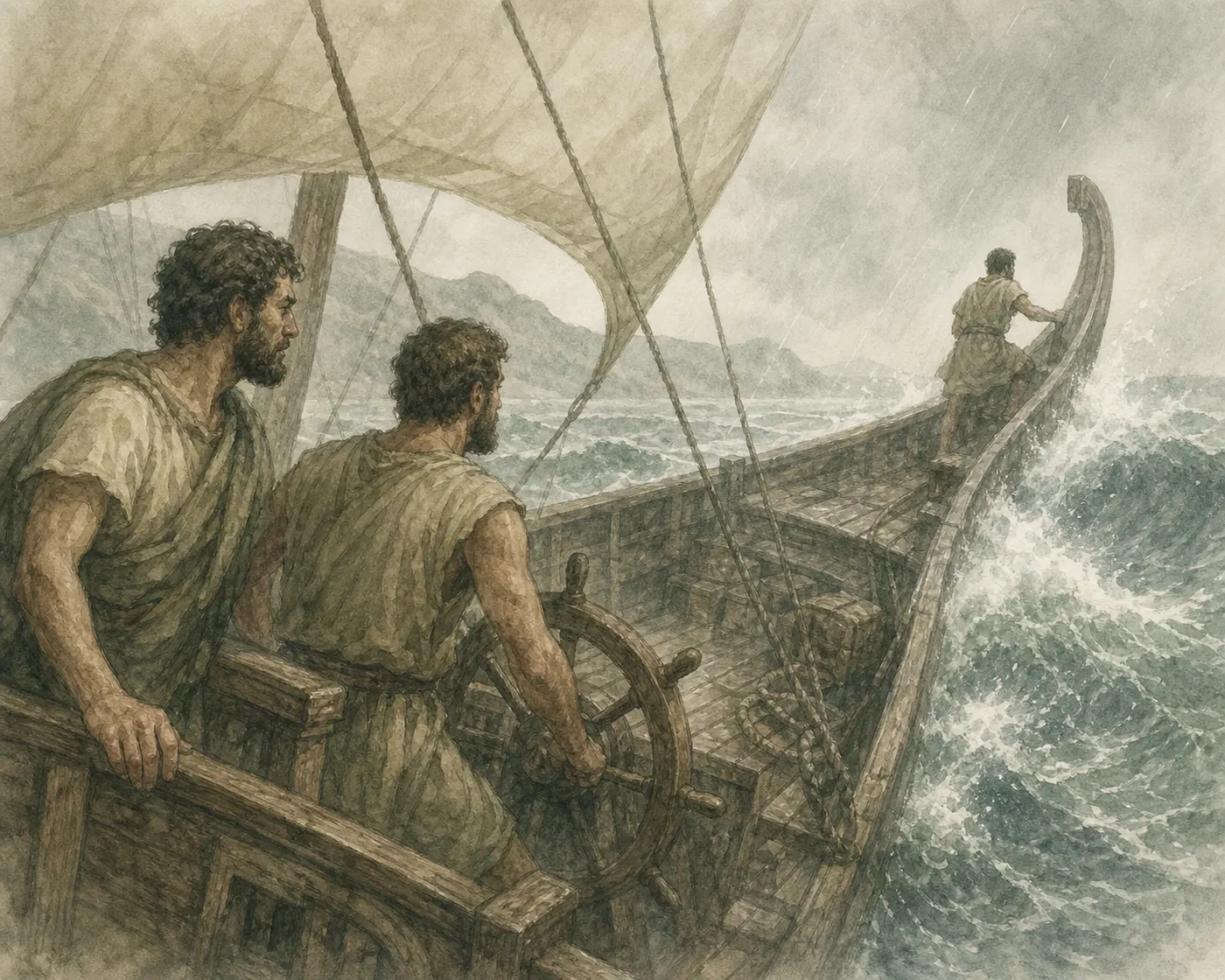 Illustration for Aesop’s fable “The Two Enemies”