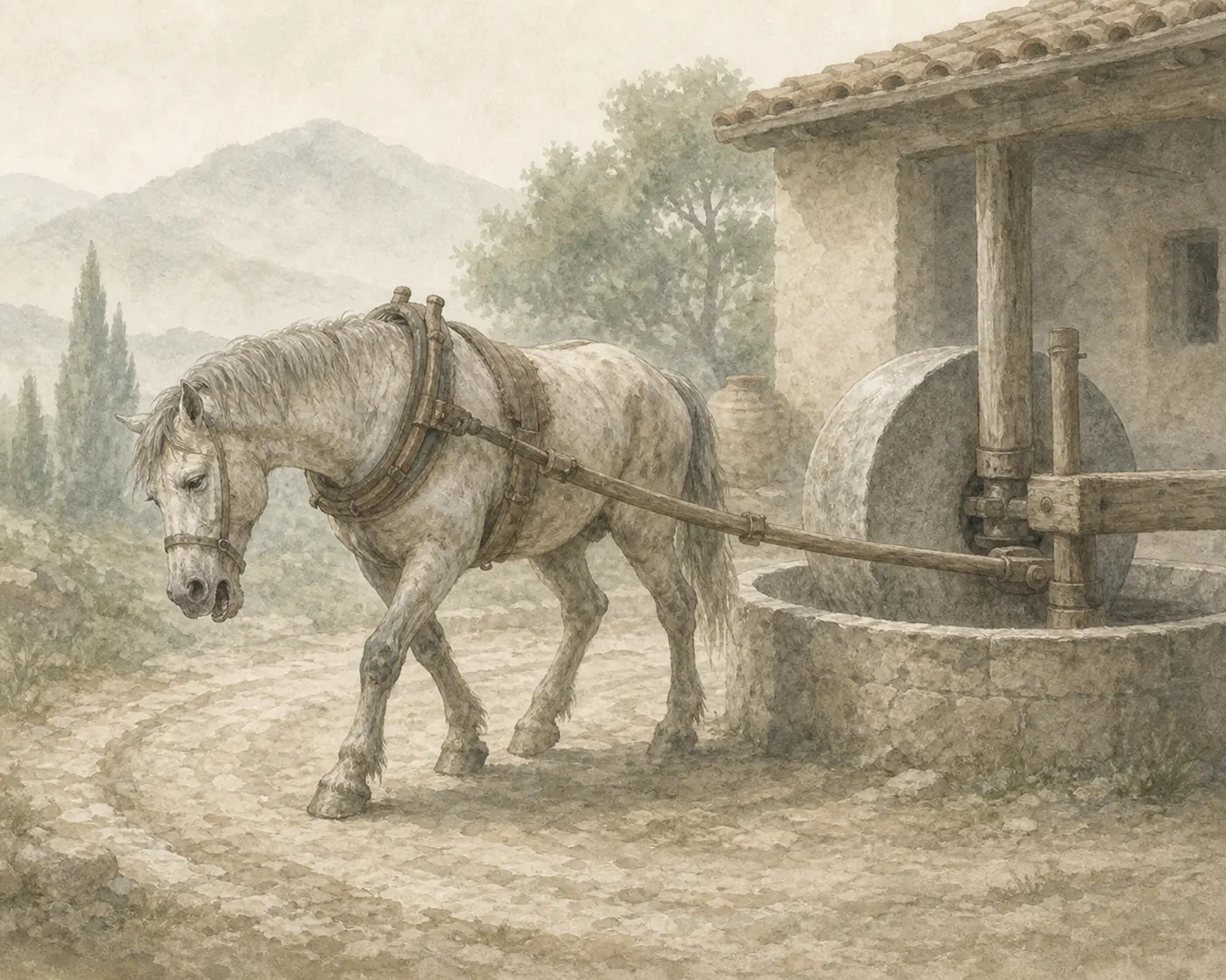 Illustration for Aesop’s fable “The Old Horse”