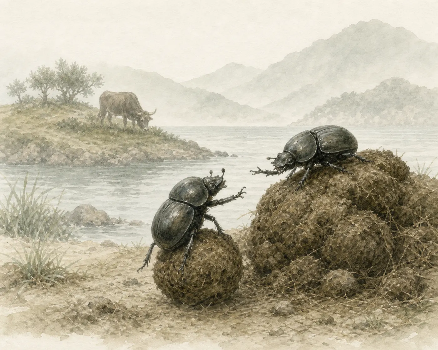 Illustration for Aesop’s fable “The Two Dung-Beetles”