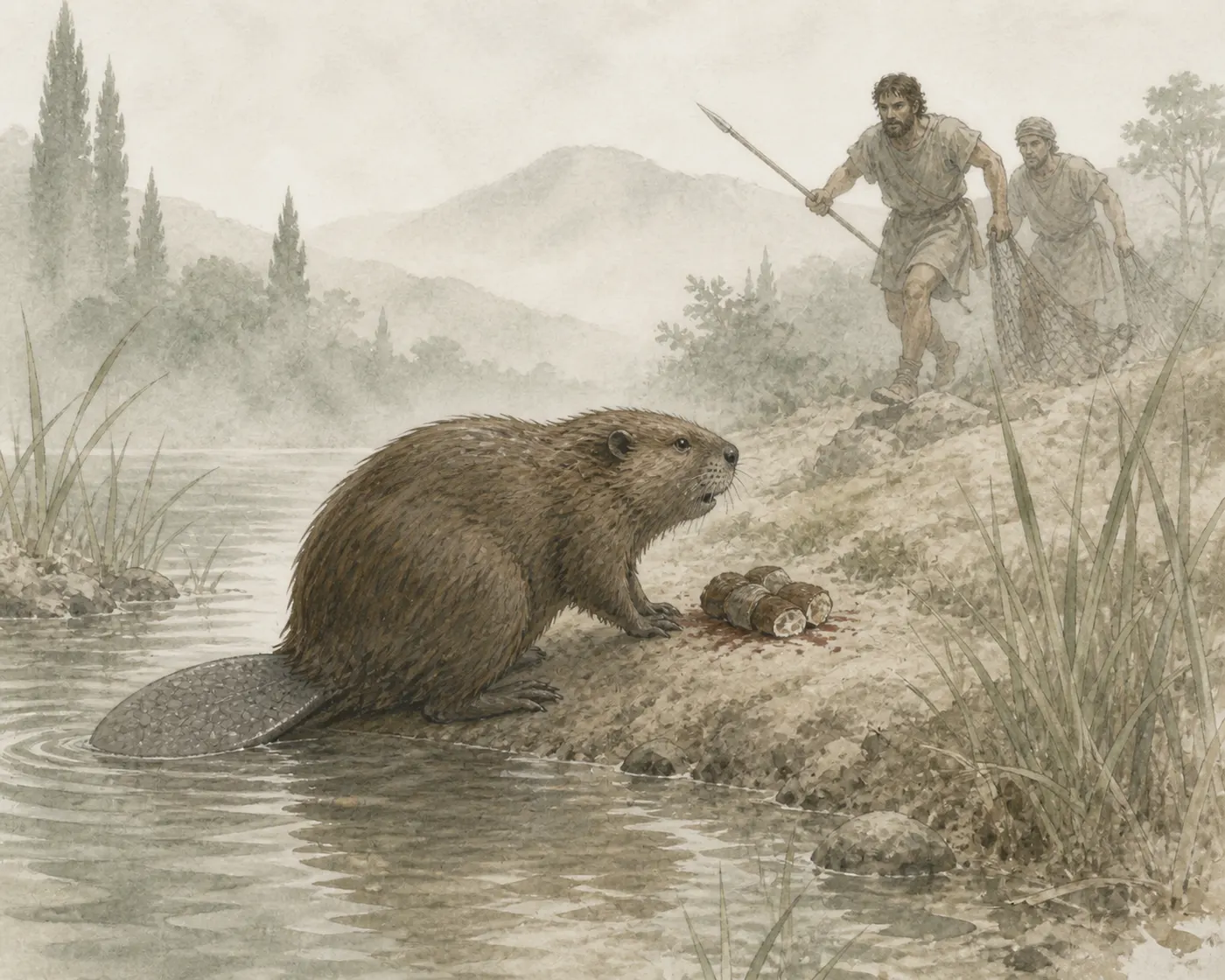 Illustration for Aesop’s fable “The Beaver”
