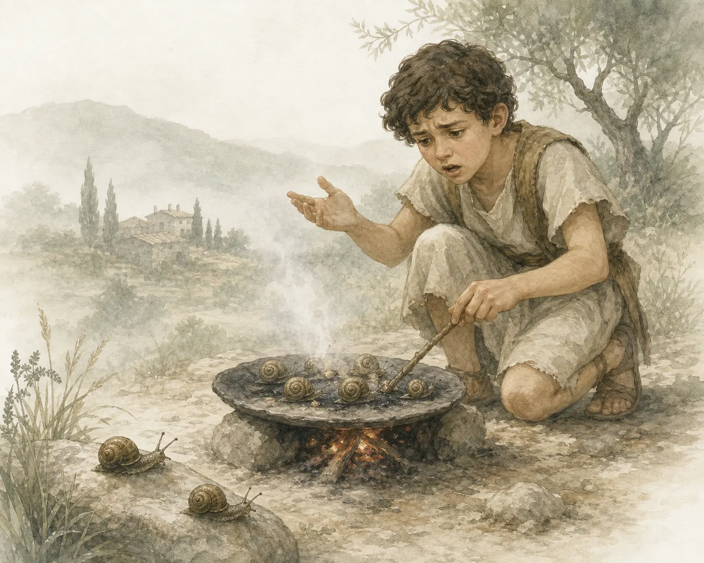 Illustration for Aesop’s fable “The Snails”