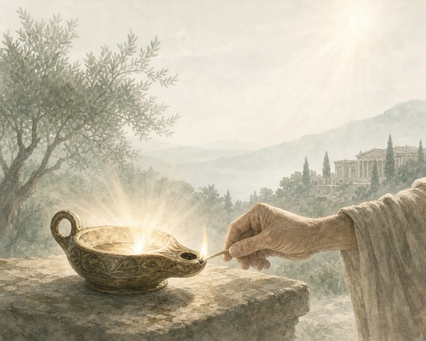 Illustration for Aesop’s fable “The Lamp”