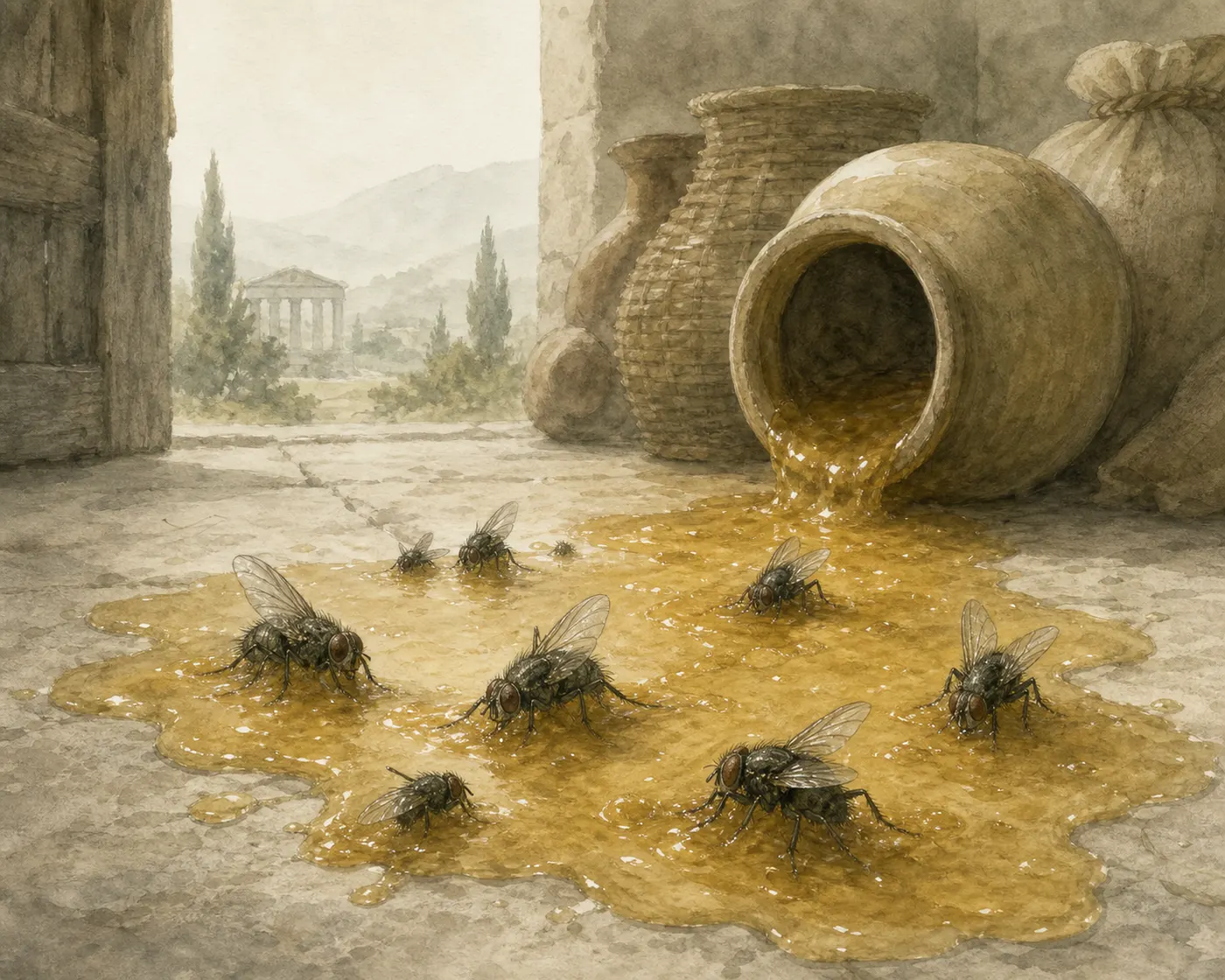 Illustration for Aesop’s fable “The Flies”