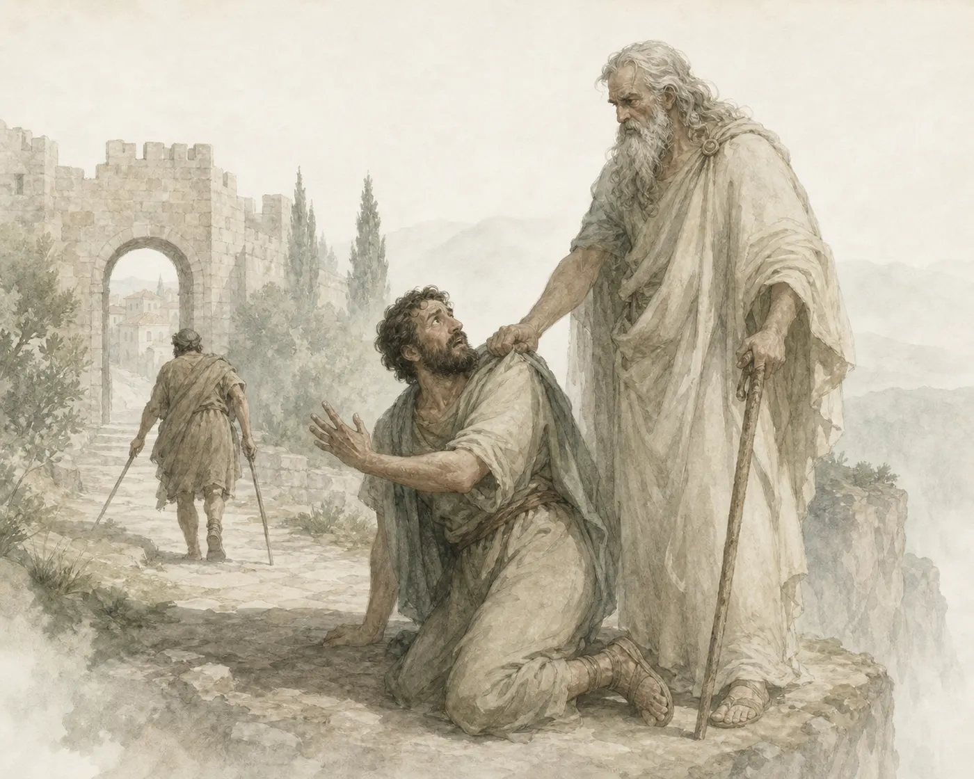 Illustration for Aesop’s fable “The Trustee and the Oath”