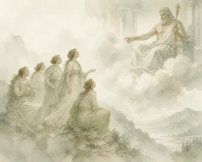 Illustration for Aesop’s fable “The Blessings and the Misfortunes”