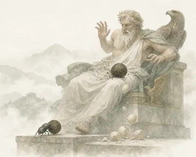 Illustration for Aesop’s fable “The Eagle and the Beetle”
