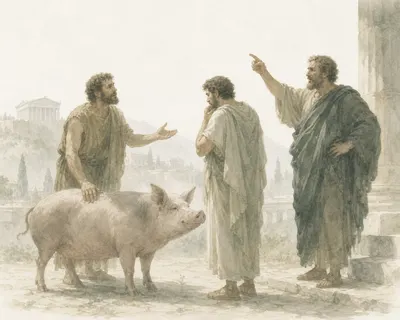 Illustration for Aesop’s fable “The Athenian Debtor”
