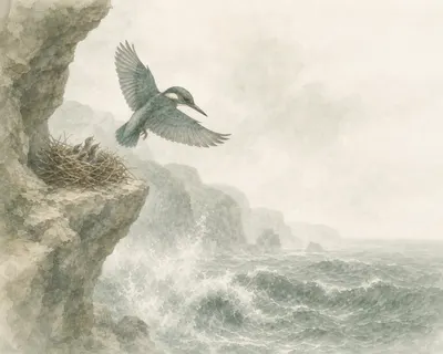 Illustration for Aesop’s fable “The Halcyon”
