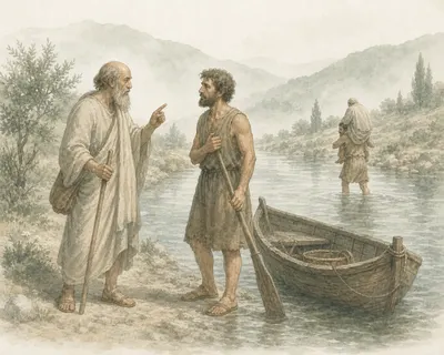Illustration for Aesop’s fable “Diogenes on a Journey”