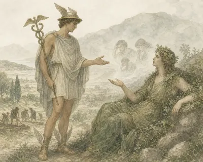 Illustration for Aesop’s fable “Hermes and the Earth”