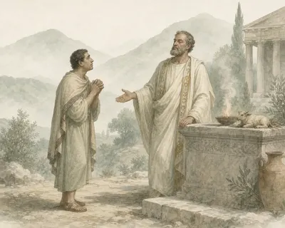 Illustration for Aesop’s fable “The Eunuch and the Priest”