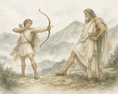 Illustration for Aesop’s fable “Zeus and Apollo”