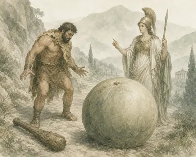 Illustration for Aesop’s fable “Heracles and Athena”