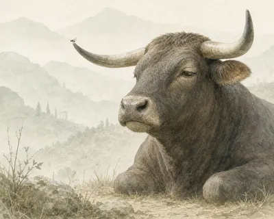 Illustration for Aesop’s fable “The Gnat and the Bull”