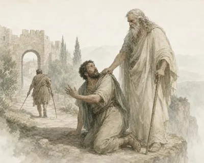 Illustration for Aesop’s fable “The Trustee and the Oath”