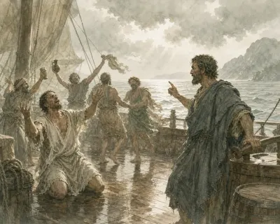 Illustration for Aesop’s fable “The Seafarers”